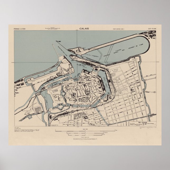 Old Calais France Map (1943) Poster (Vorne)