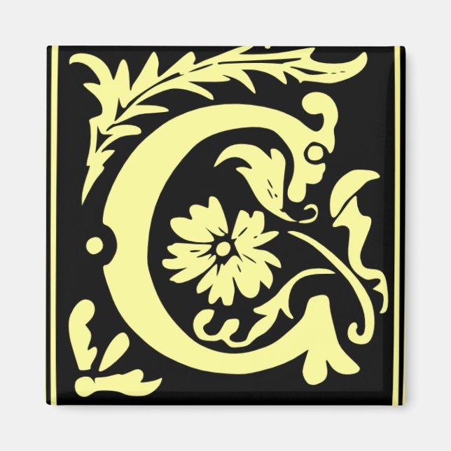 Old Calligrafy Letter C Square Kühlschrankmagnet Magnet (Vorne)