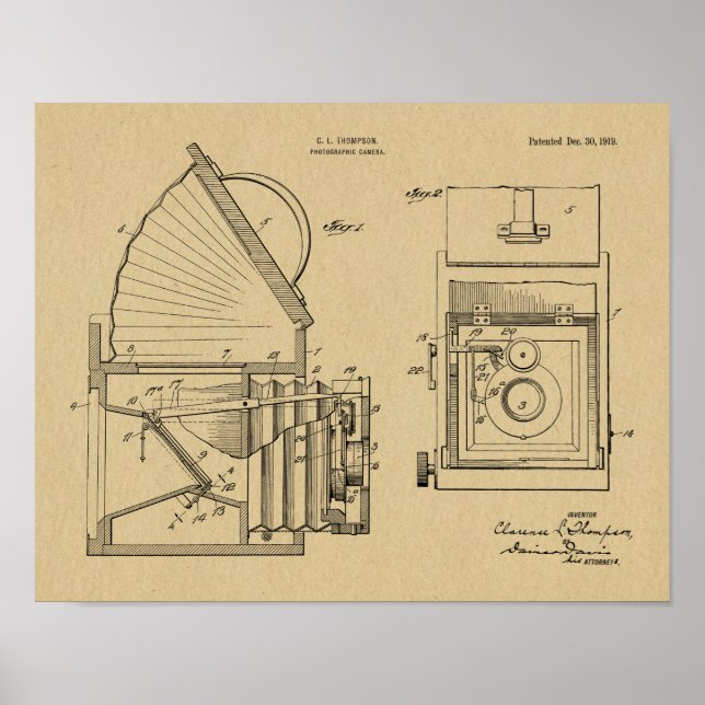 Old Camera Obscura Patent Art Drawing Print Poster (Vorne)
