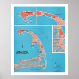 Old Cape Cod National Seashore Map (1968)  Poster