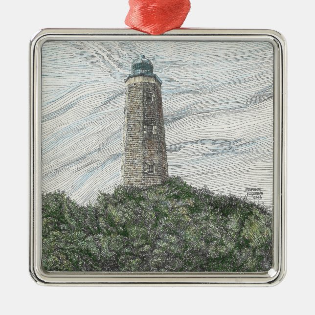 Old Cape Henry Lighthouse Ornament Aus Metall (Vorne)