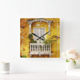 Old Cartagena Wallclock Quadratische Wanduhr