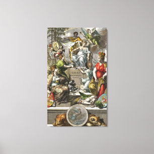 Old Cartographic Map Line Art Leinwanddruck