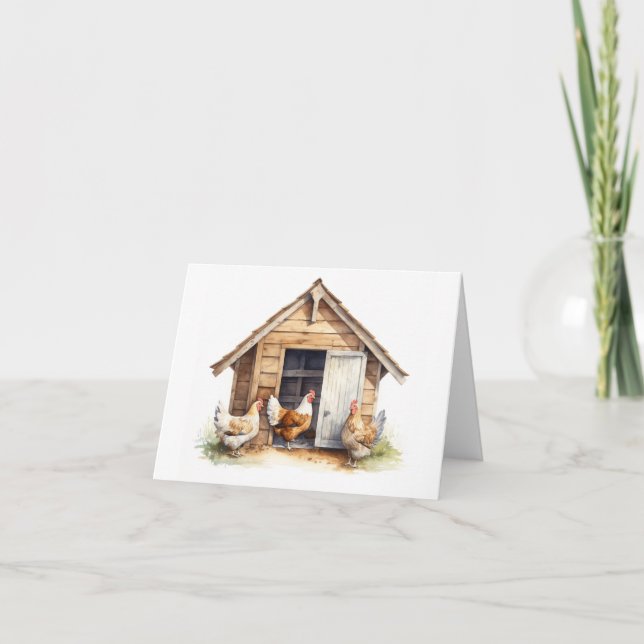 Old Chicken Coop mit Hühnern BLANK Karte (Vorderseite)