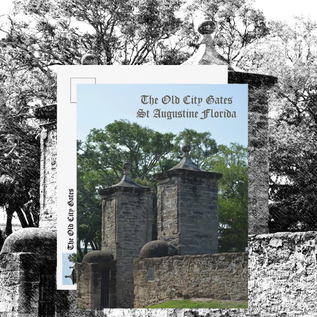 Old City Gates Historisches St. Augustine FL Postkarte (Von Creator hochgeladen)