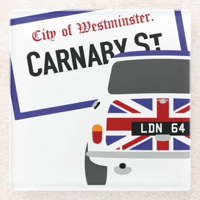 Old Classic Original 1960er Londoner Mini Cooper Glasuntersetzer (Vorderseite)