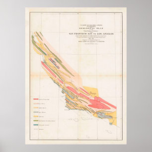 Old Coastal California Geology Map (1856)  Poster