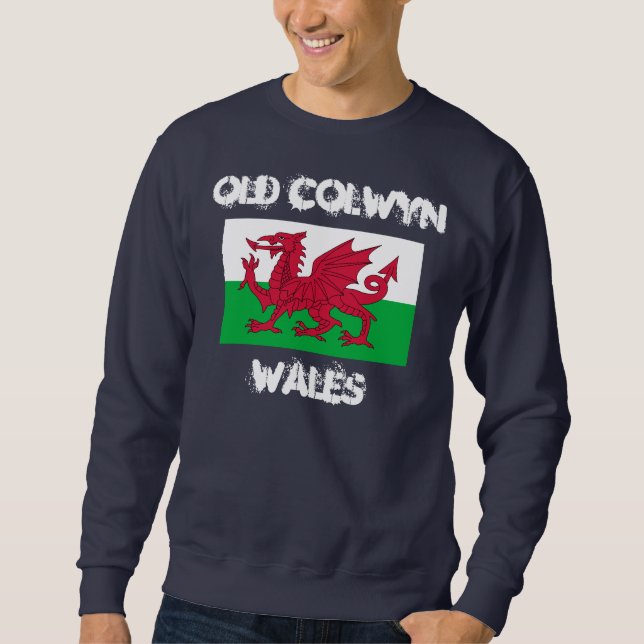 Old Colwyn, Wales mit walisischer Flagge Sweatshirt (Vorderseite)