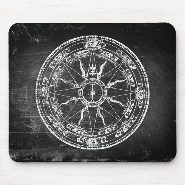 Old Compass Rose (B&W) Mousepad (Vorne)
