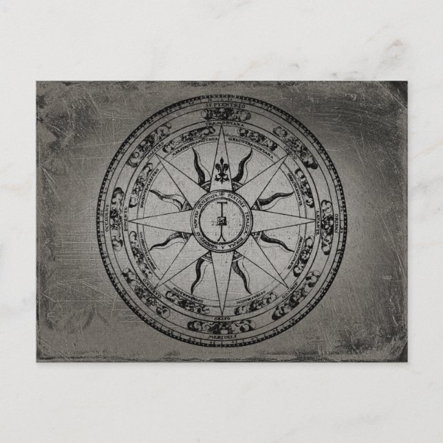 Old Compass Rose (B&W) Postkarte (Vorderseite)