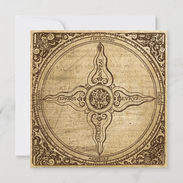 Old Compass Rose Einladung (Vorderseite)