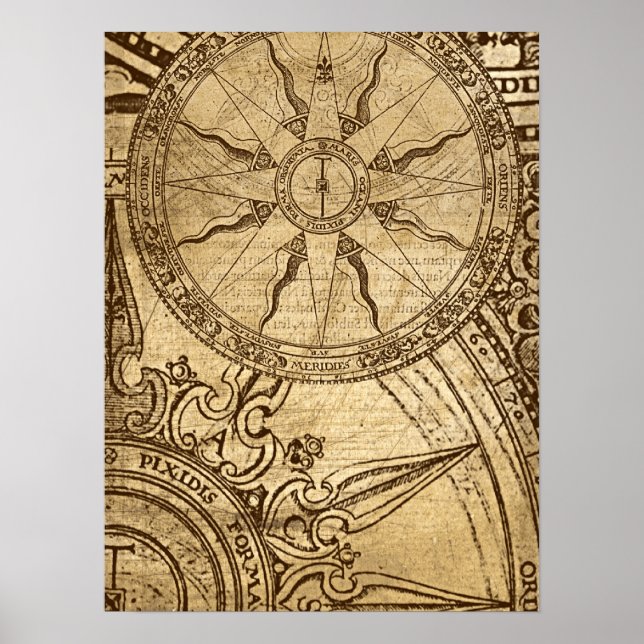 Old Compass Rose Poster (Vorne)