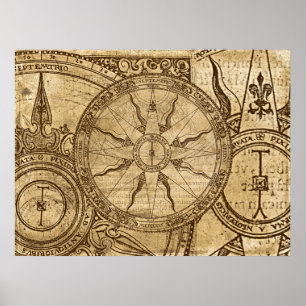 Old Compass Rose Poster