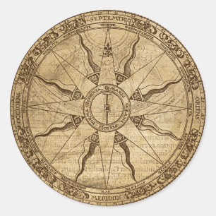 Old Compass Rose Runder Aufkleber