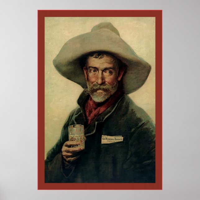 Old Cowboy ~ Vintage Bierwerbung Poster (Vorne)