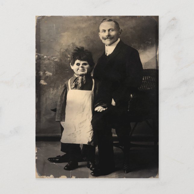 Old Creepy Ventriloquist Dummy Postcard Postkarte (Vorderseite)