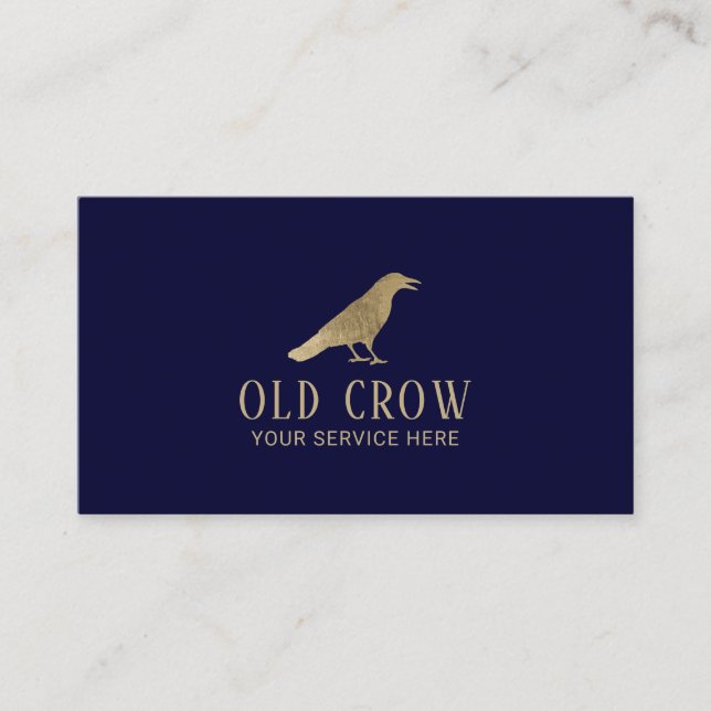 Old Crow Gold Bird Logo Elegante Navy Blue Visitenkarte (Vorderseite)