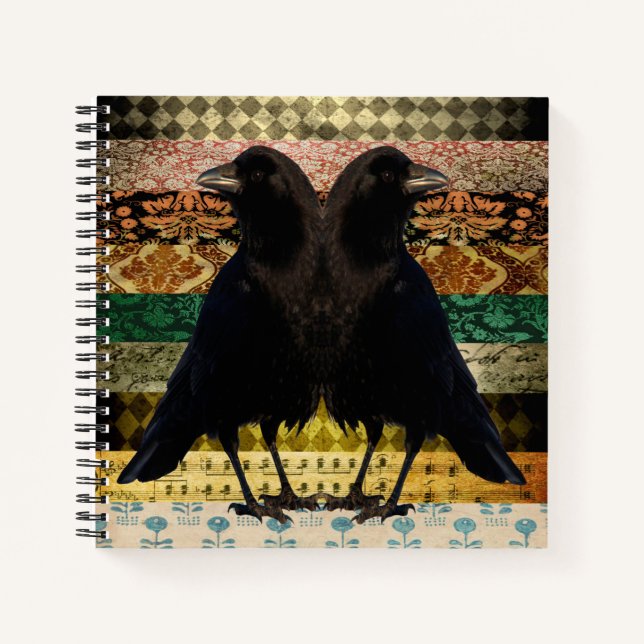 Old Damask Crows SpiralNotebook Notizbuch (Vorderseite)