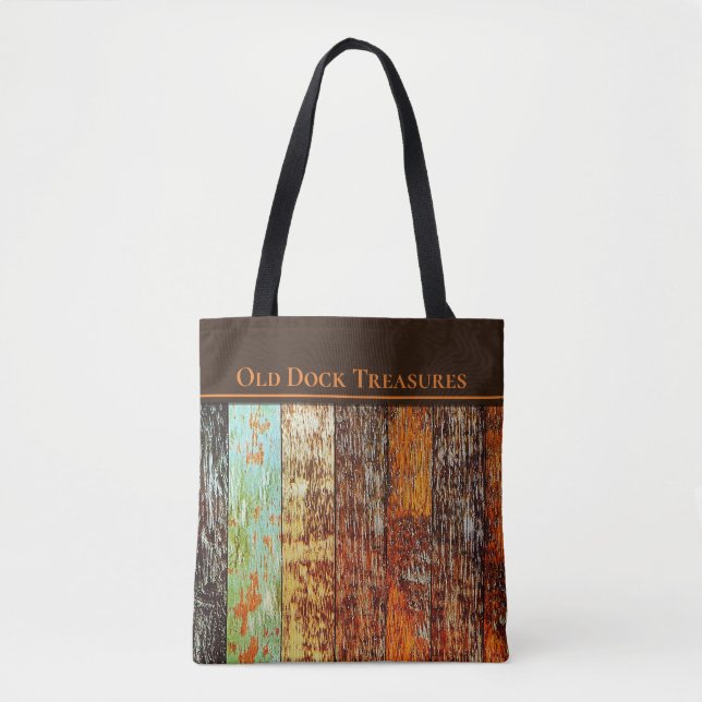 Old Dock Treasures Tote Bag. Sea-worn style. (Vorderseite)