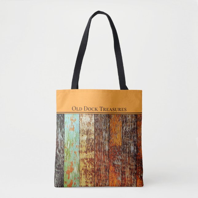 Old Dock Treasures Tote Bag. Sea-worn style. (Vorderseite)