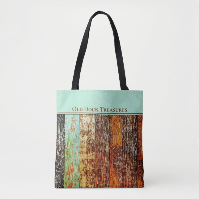 Old Dock Treasures Tote Bag. Sea-worn style. (Vorderseite)