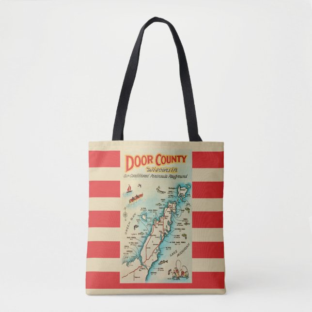 Old Door County Map Shoulder Tote (Vorderseite)