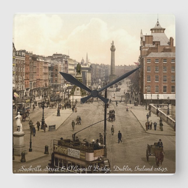 Old Dublin Ireland Wall Uhr, Sackville Street Quadratische Wanduhr (Vorderseite)