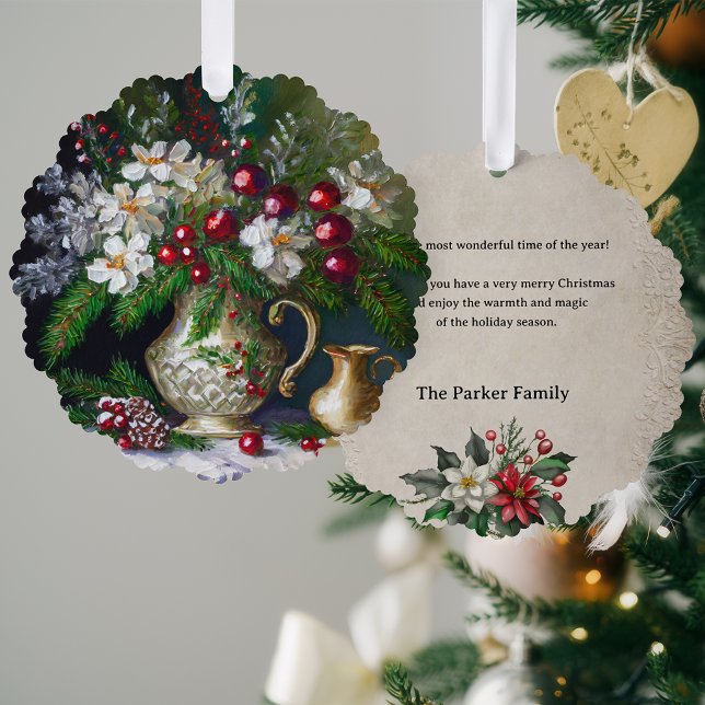 Old Dutch Master Style Christmas Floral Ornament Karte (Von Creator hochgeladen)