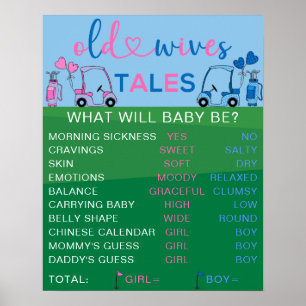 Old Ehefrauen Tales Golf Gender Reveal Party Sign Poster