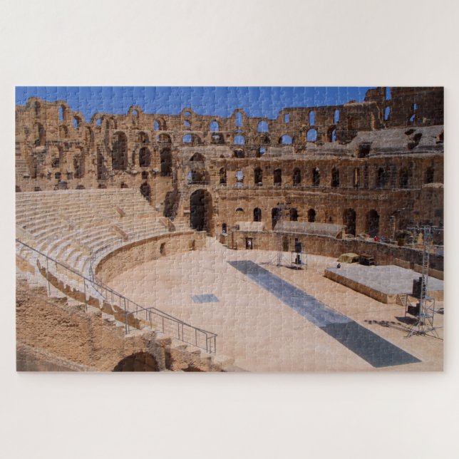 Old El Jem Roman Amphitheater Ruins Tunesien Puzzle (Horizontal)