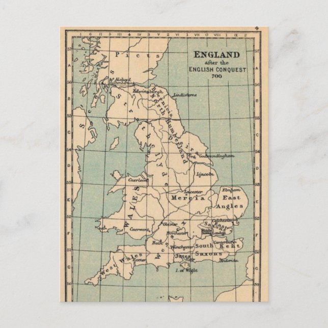 Old England Map Postkarte (Vorderseite)