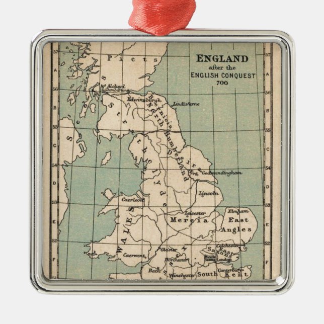 Old England Map Silbernes Ornament (Vorne)