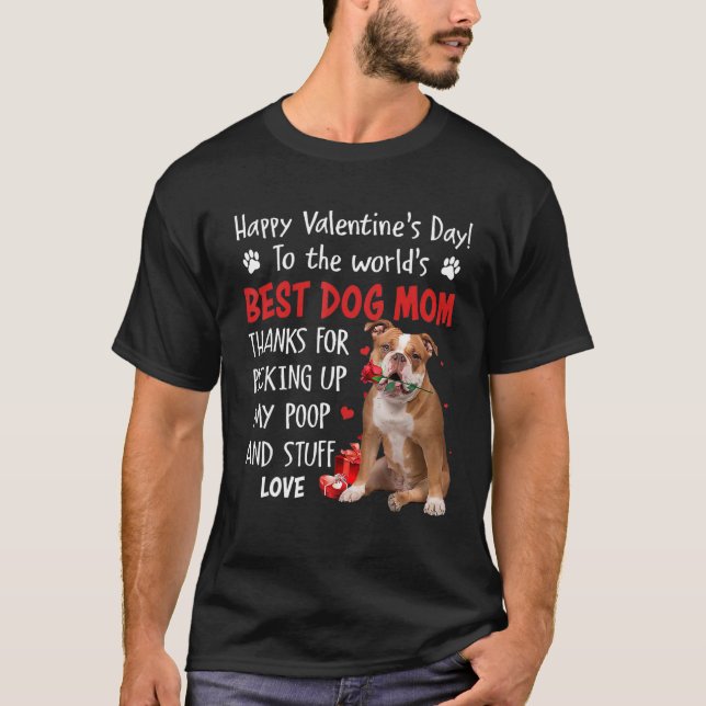 Old English Bulldog Best Dog Mom Valentines Day Fu T-Shirt (Vorderseite)