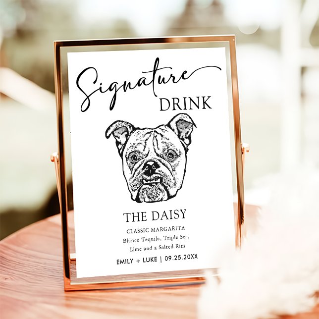 Old English Bulldog Wedding Signature Drink Sign Poster (Von Creator hochgeladen)