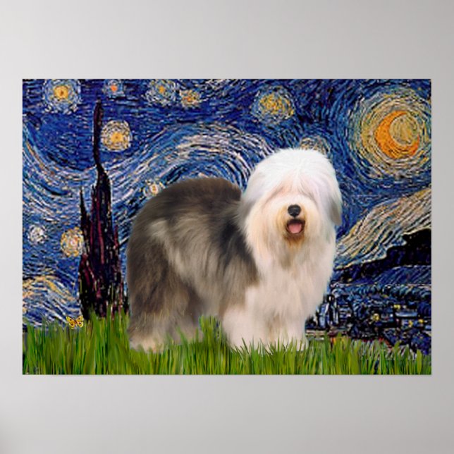 Old English (F) - Starry Night Poster (Vorne)