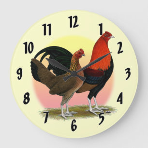 Old English Game Bantam:  BB Red Große Wanduhr