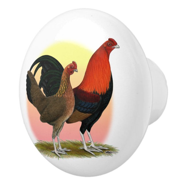 Old English Game Bantam: BB Red Keramikknauf (Rechts)