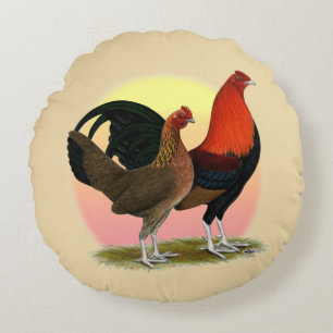 Old English Game Bantam: BB Red Rundes Kissen