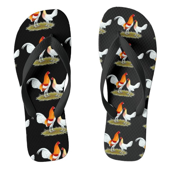 Old English Game Bantam:  Red Pyle Flip Flops (Fußbett)