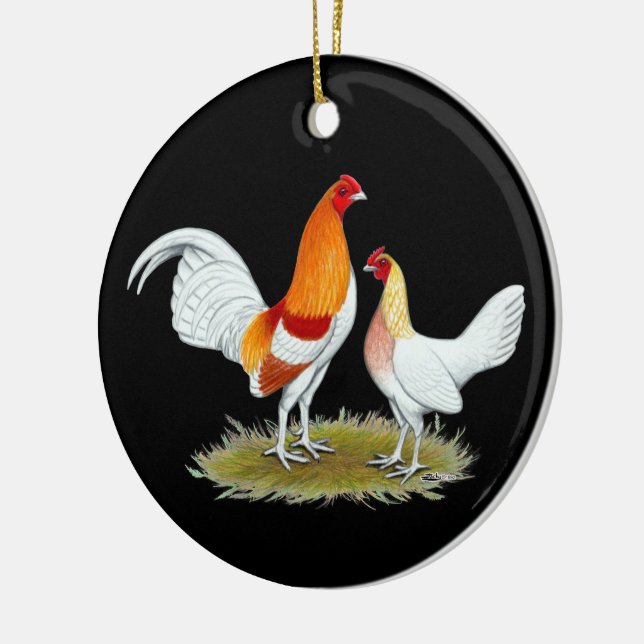 Old English Game Bantam: Red Pyle Keramikornament (Links)