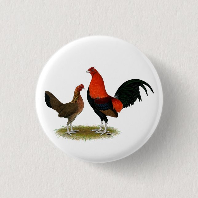 Old English Game Bantams: BB Red Pair Button (Vorderseite)