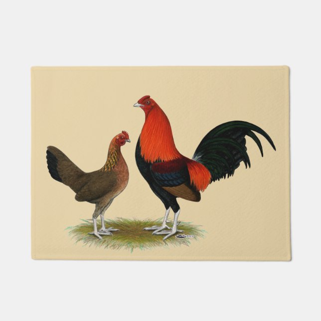Old English Game Bantams: BB Red Pair Fußmatte (Vorderseite)