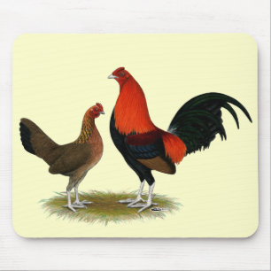 Old English Game Bantams: BB Red Pair Mousepad