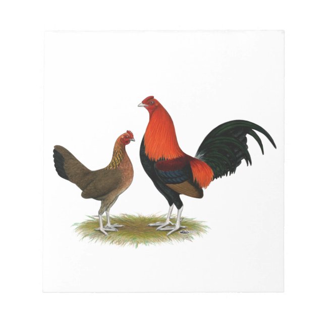 Old English Game Bantams: BB Red Pair Notizblock (Vorderseite)