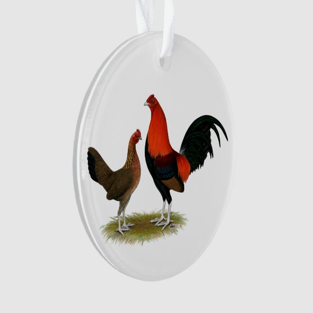 Old English Game Bantams: BB Red Pair Ornament (Vorderseite)