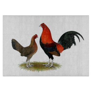 Old English Game Bantams: BB Red Pair Schneidebrett