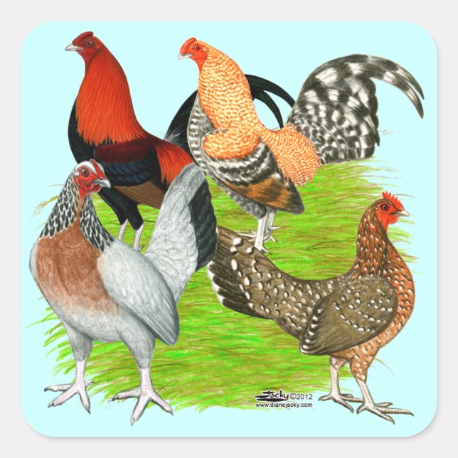 Old English Game Quartett Quadratischer Aufkleber (Vorderseite)