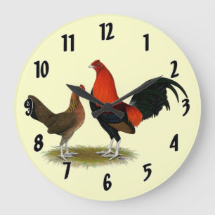 Old English Game Zwerghühner:  BB Rot Paar Große Wanduhr