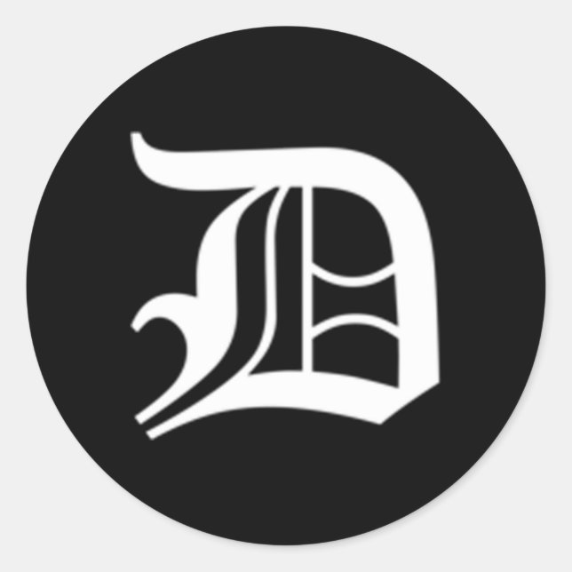 Old English Letter D Runder Aufkleber (Vorderseite)