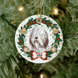Old English Sheep Dog Weihnachtskeks Keks Kranz Keramik Ornament